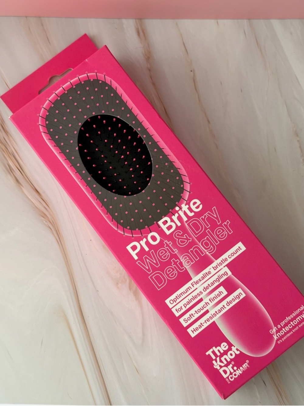 The Knot Dr. Pro Brite Wet & Dry Detangler Brush — Hot Pink